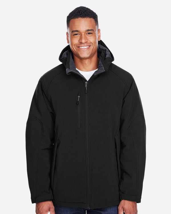 Men's Glacier Insulated Three-Layer Fleece Soft Shell Hood Jacket with Detachable Hood
